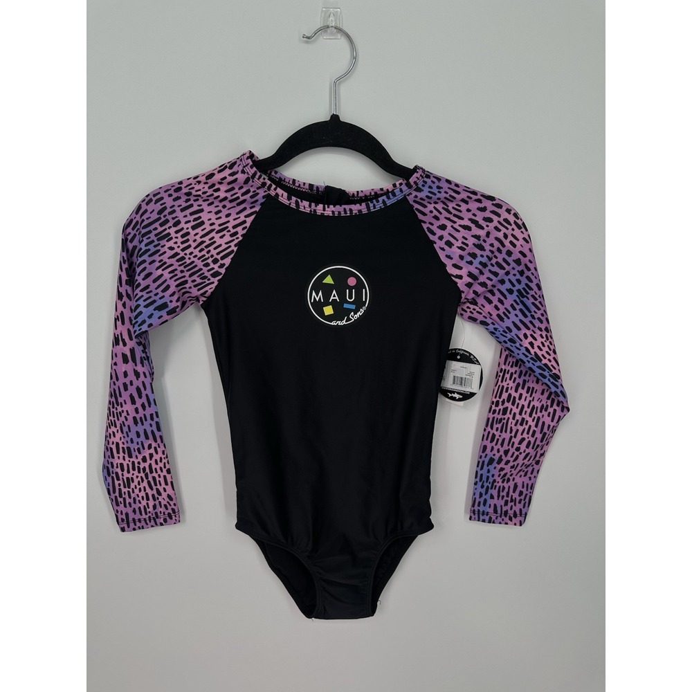 Maui and Sons Girls Swimsuit Size 7/8 M Long Sleeve One Piece NWT 0292